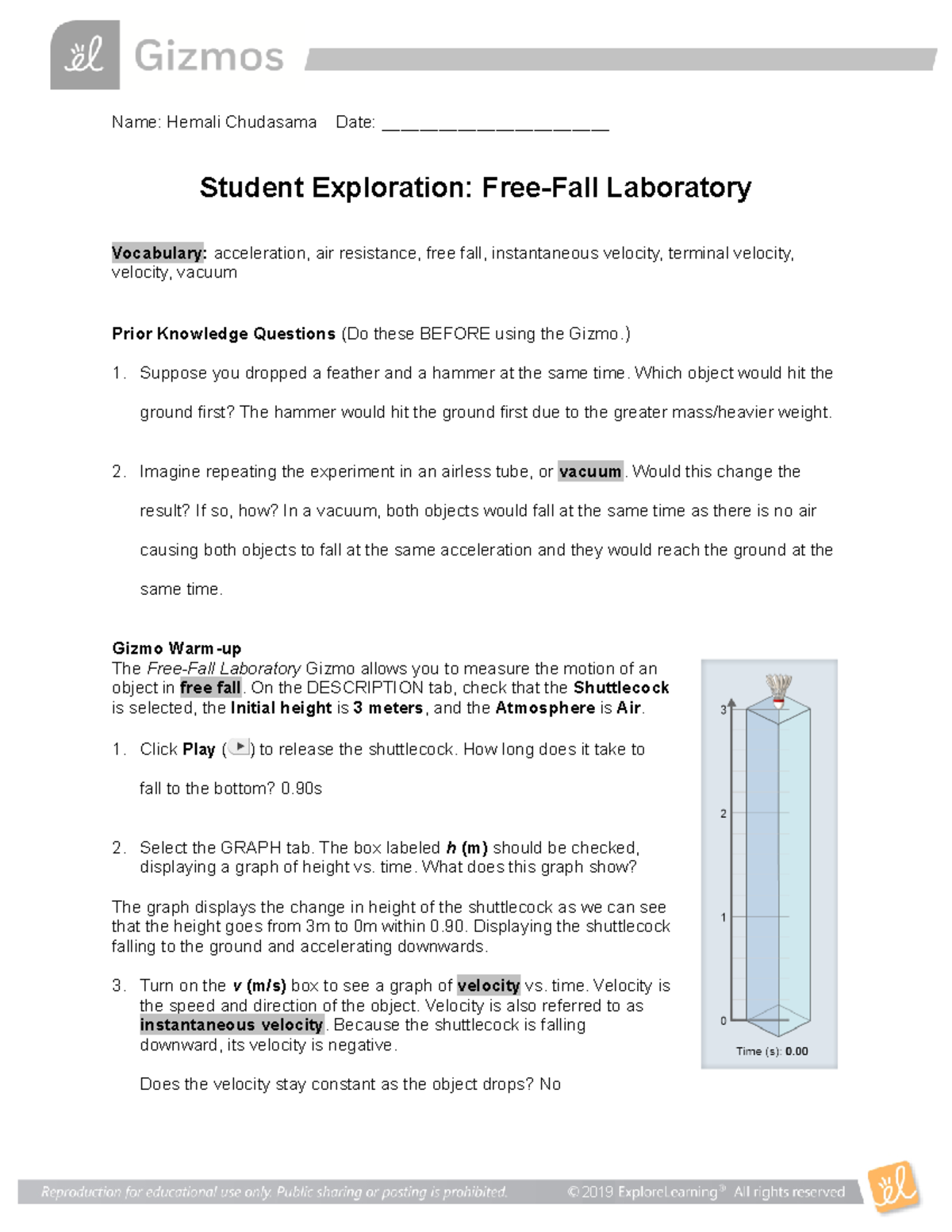 Free Fall SE - free fall gizmo done by highschool student score ...