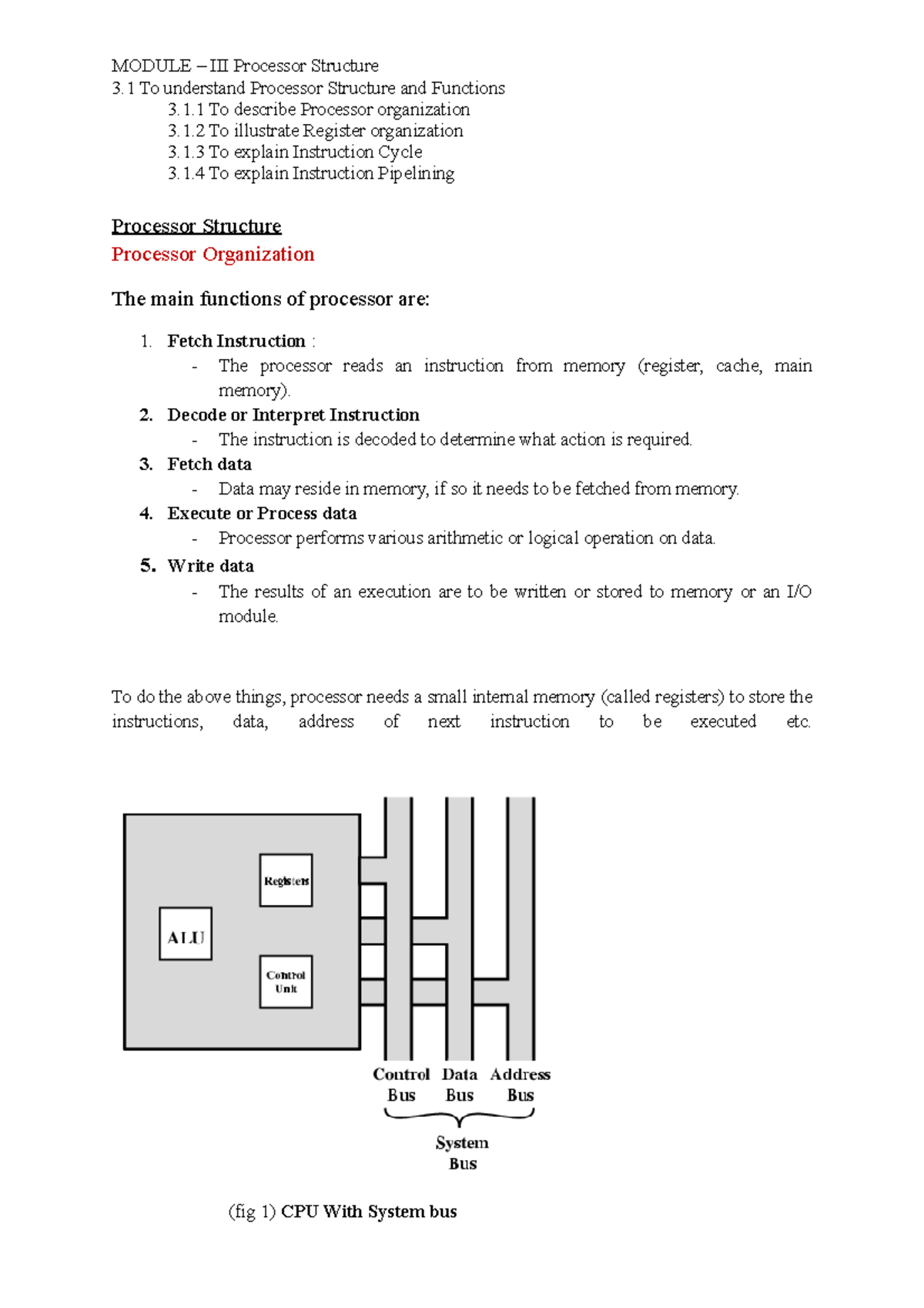 Ca Module 3 Summaries Note Of Computer Architecture Module Iii