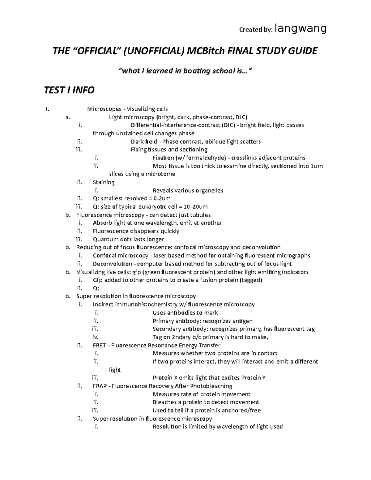MCB II Final study guide - THE “OFFICIAL” (UNOFFICIAL) MCBitch FINAL ...