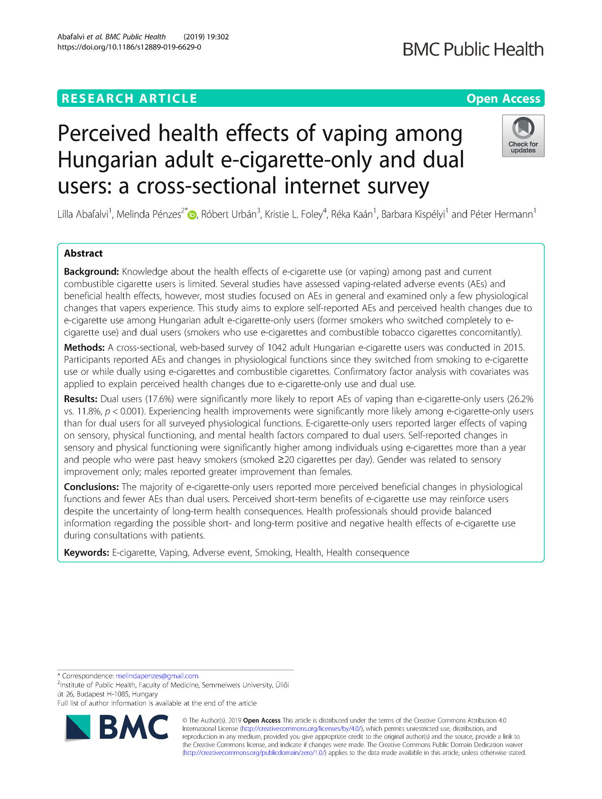 research article on vaping