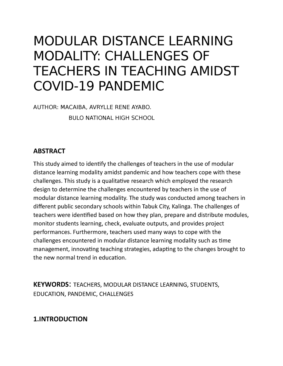 modular distance learning modality research paper