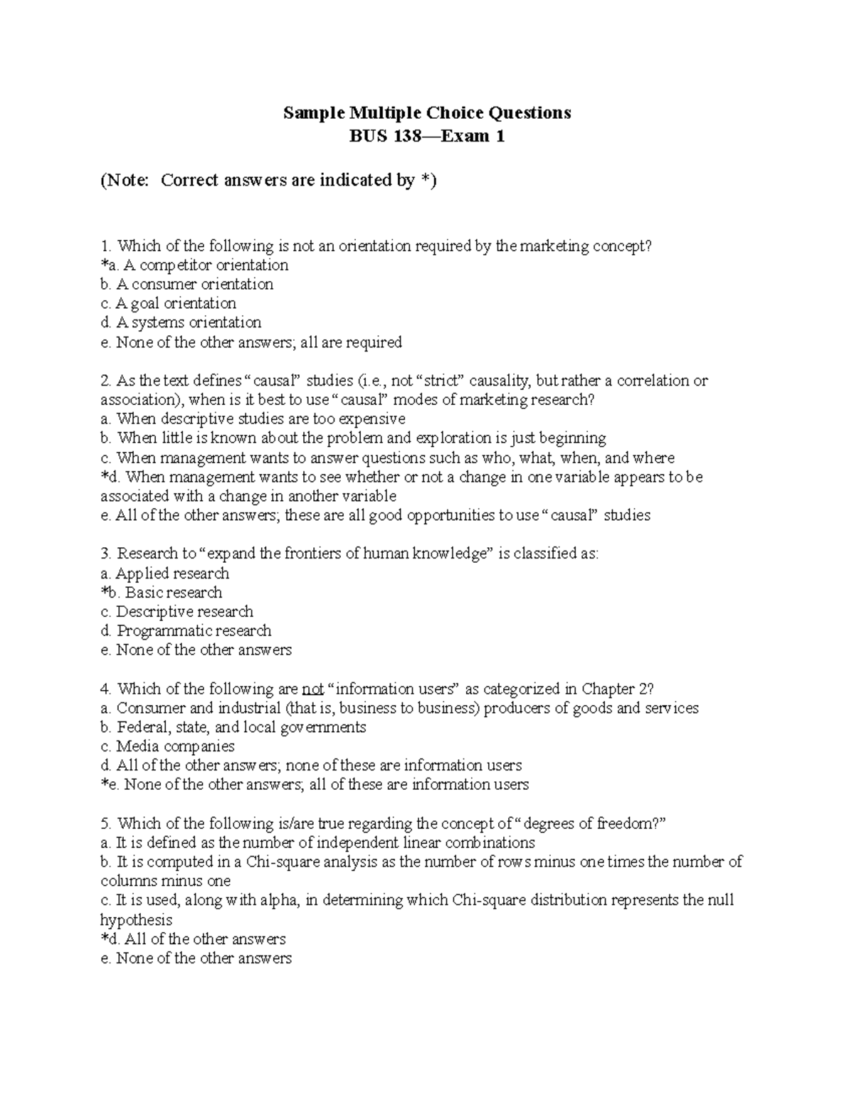 Sample Multiple Choice Questions, Exam 1 (c. 1-3, 16) - Sample Multiple ...