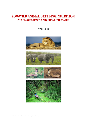 2. VMD-512 Tanuvas Notes - ZOO/WILD ANIMAL BREEDING, NUTRITION, MANAGEMENT  AND HEALTH CARE VMD- - Studocu