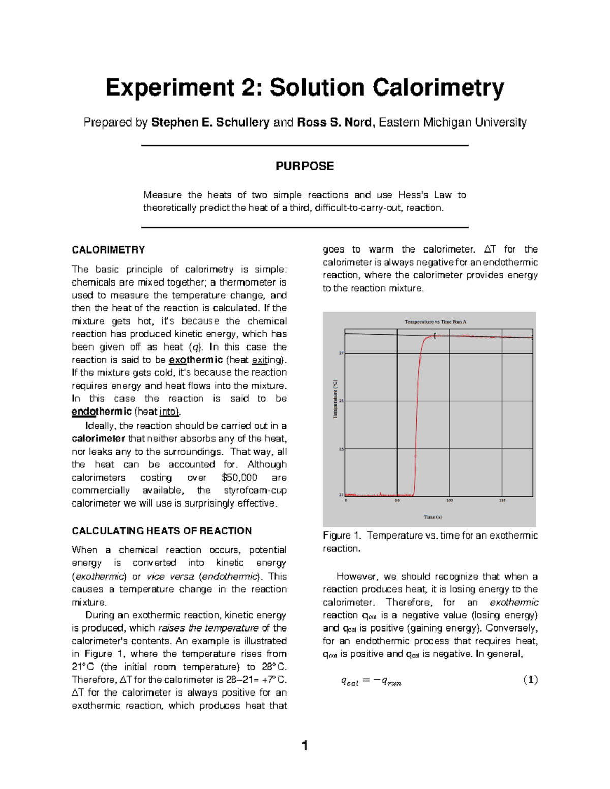 2 Solution Calorimetry Experiment 2 Solution Calorimetry Prepared by