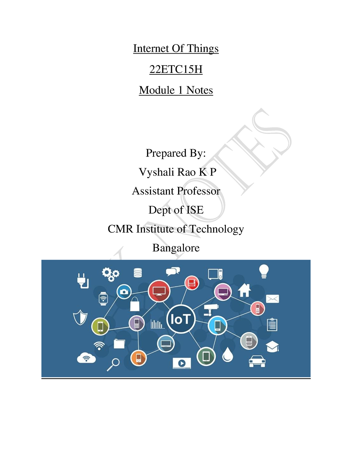 IOT Module 1 Notes - Internet Of Things 22ETC15H Module 1 Notes ...