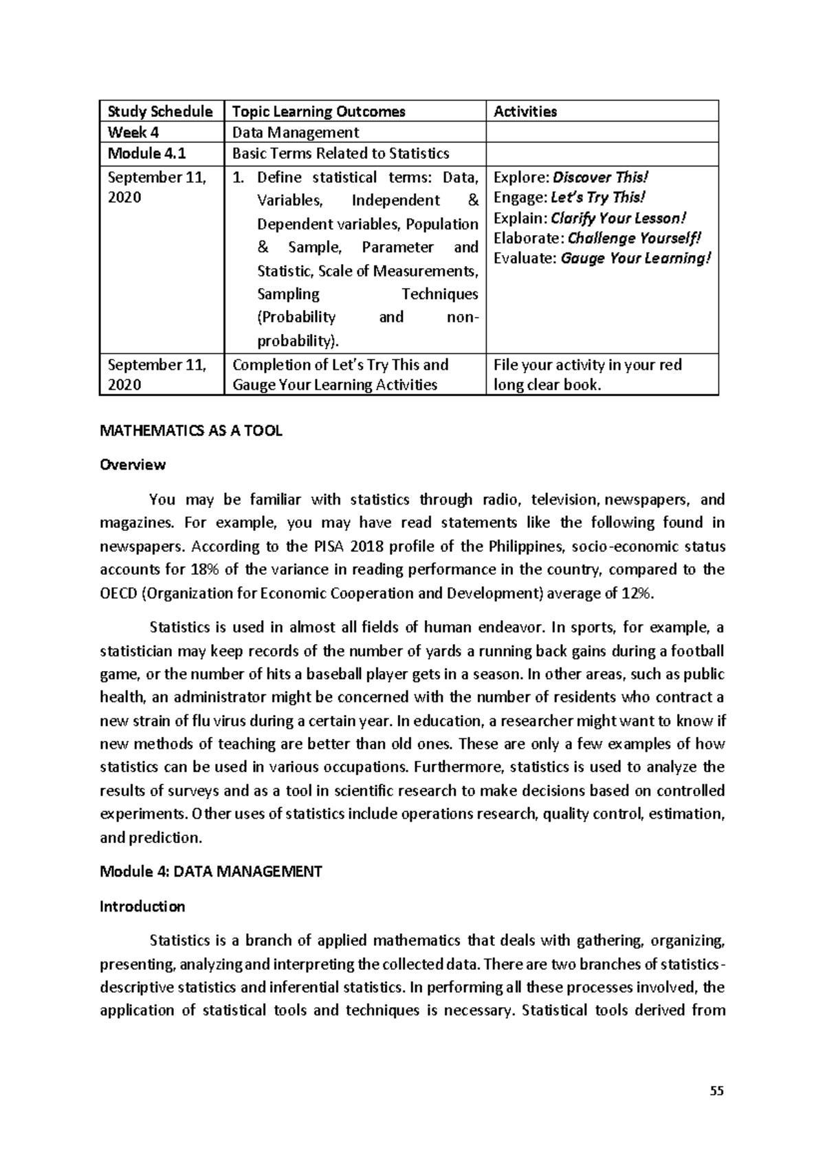 Gecmat-Module-4 - General Mathematics Module 4 - Study Schedule Topic ...
