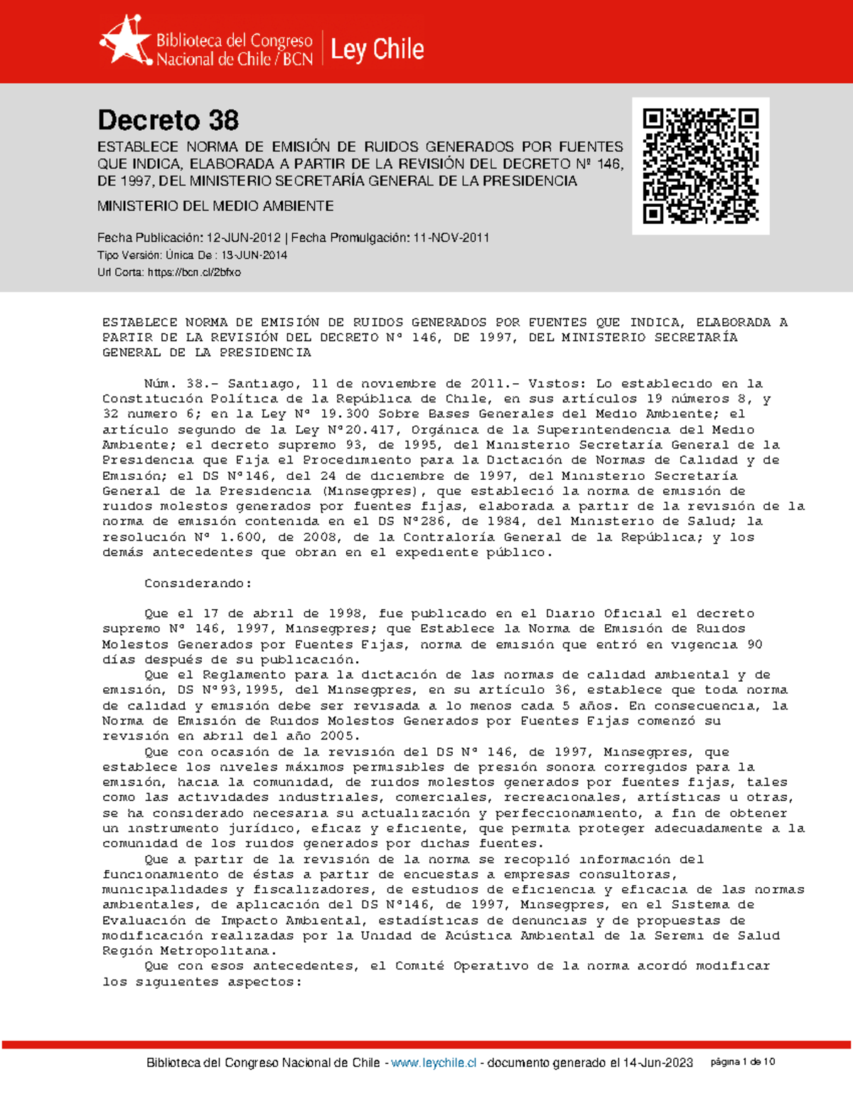 Decreto-38 12-JUN-2012 - Decreto 38 ESTABLECE NORMA DE EMISIÓN DE ...