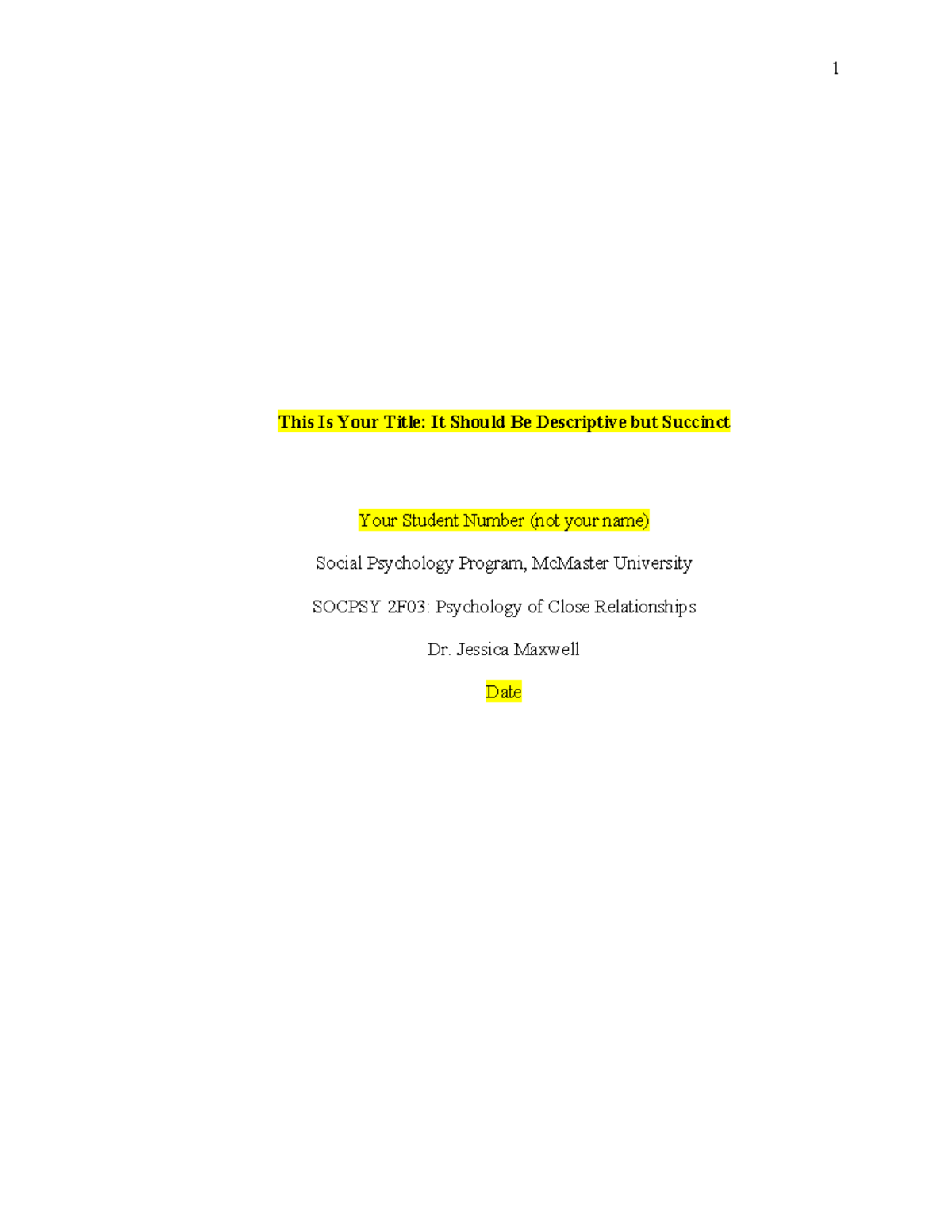 APA template for attachment assignment - This Is Your Title: It Should ...