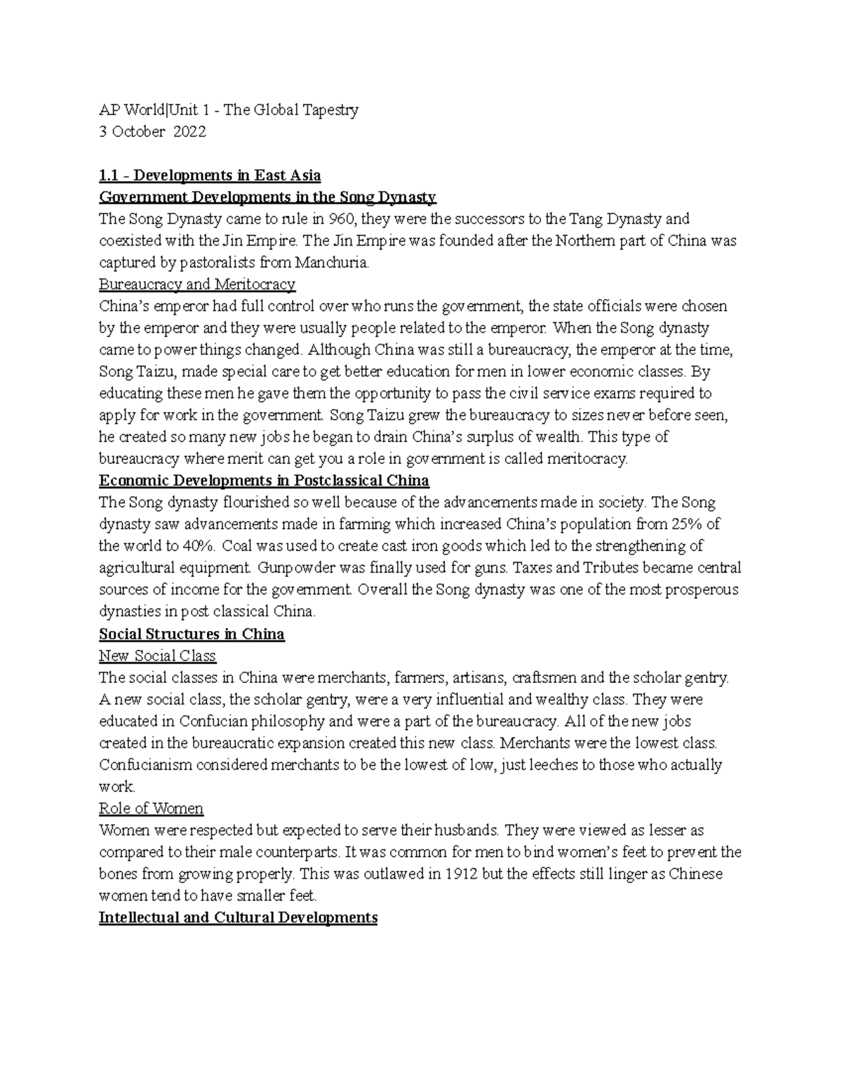 World History Unit 1 Outline AP WorldUnit 1 The Global Tapestry 3