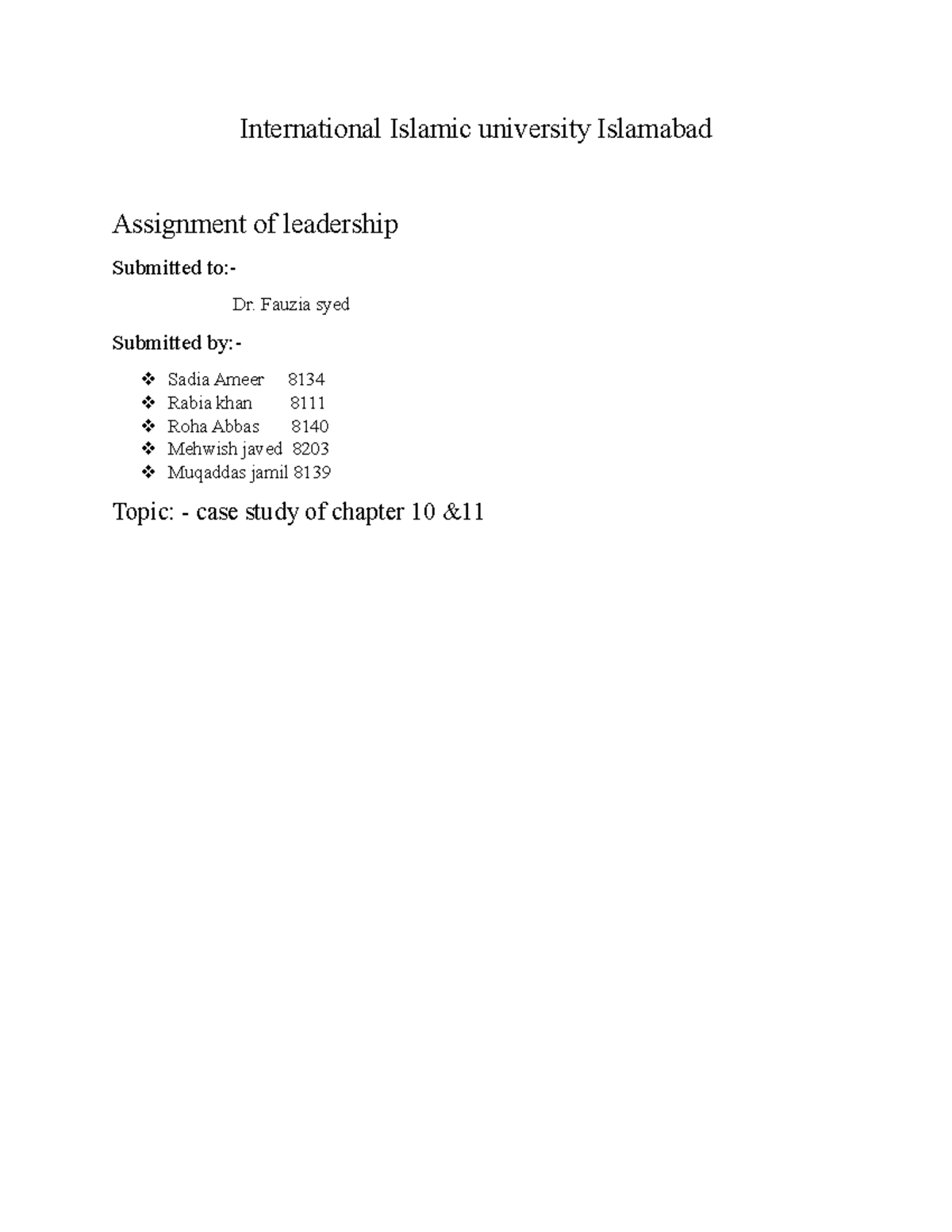 Assignment - yes - International Islamic university Islamabad ...