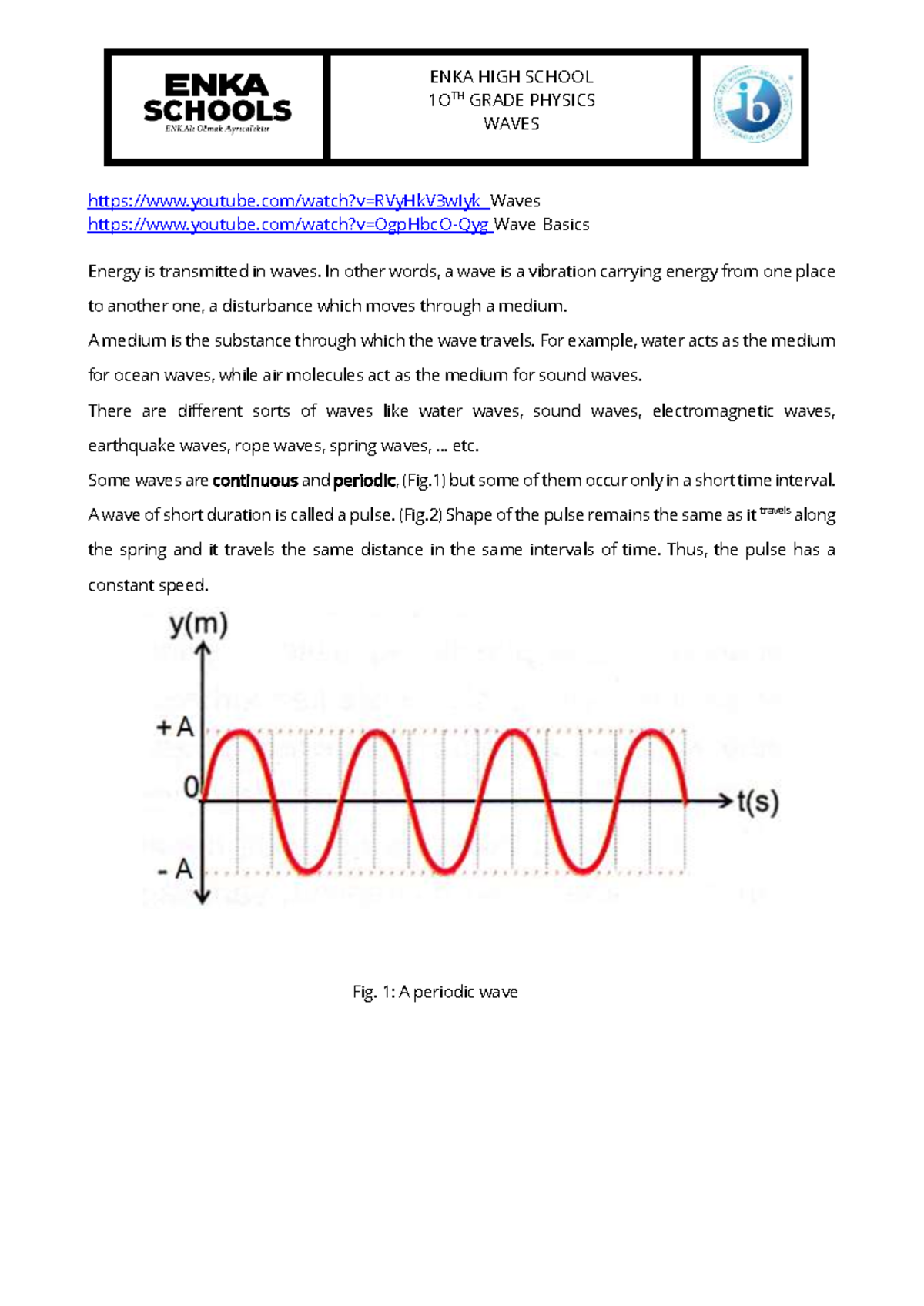 1 Introduction TO Waves - youtube/watch?v=RVyHkV3wIyk Waves youtube ...