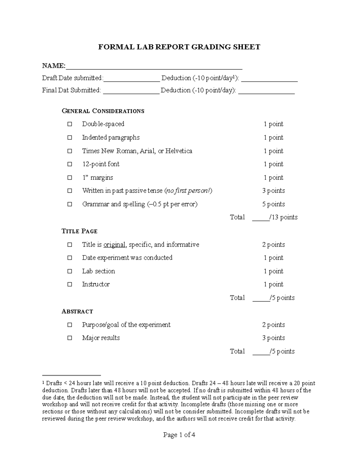 Determining the p Ka of an AcidBase Indicator Formal Report Grading