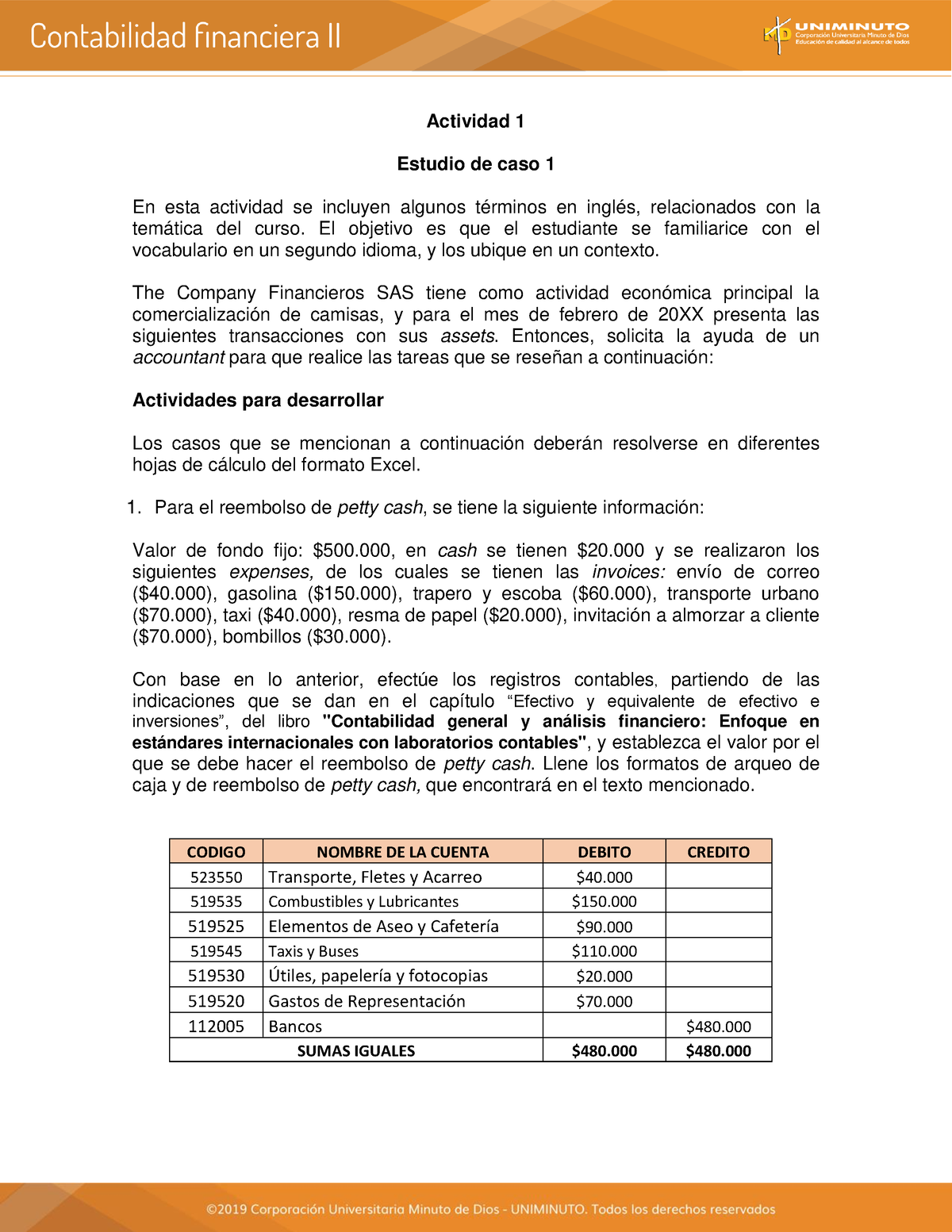 Uni1 Act1 Contabilidad Financiera II - Actividad 1 Estudio De Caso 1 En ...