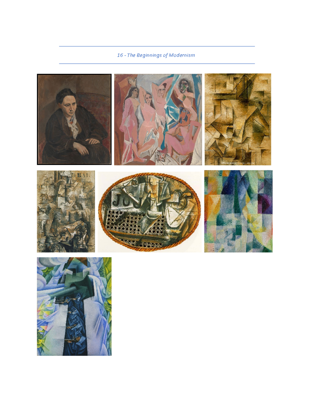16 - The Beginnings of Modernism - 16 - The Beginnings of Modernism Key ...