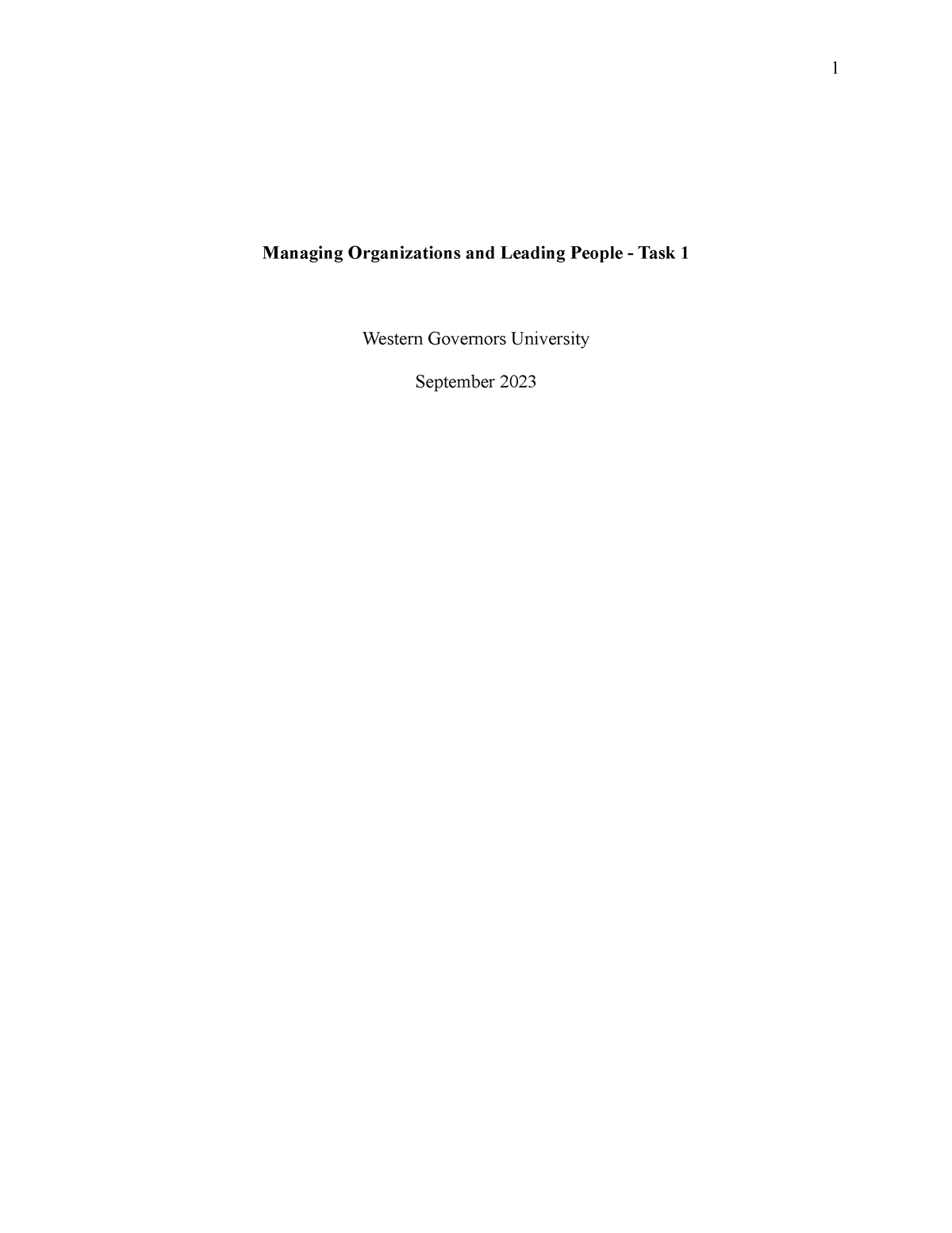 C200 Task 1 Task 1 September 2023 Managing Organizations And Leading People Task 1 Western 5348