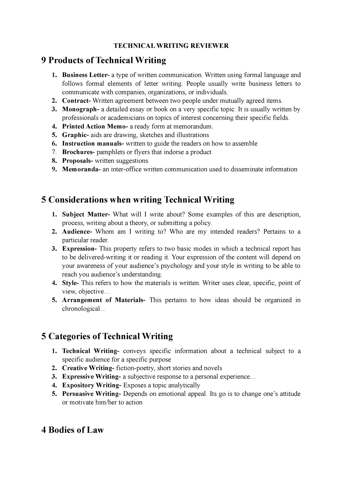 Technical- Writing- Reviewer - TECHNICAL WRITING REVIEWER 9 Products of ...