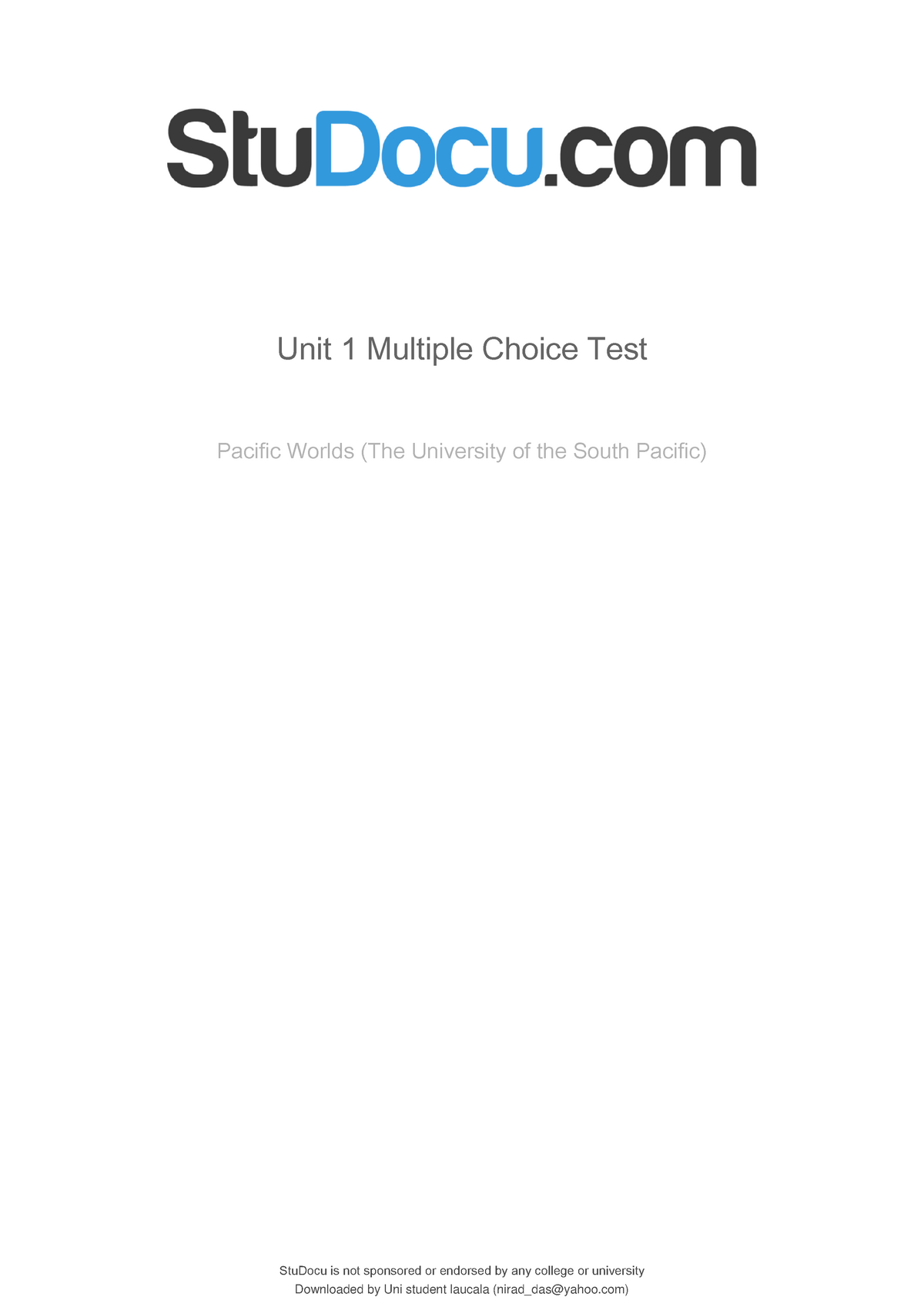 Unit 1 Multiple Choice Test - StuDocu Is Not Sponsored Or Endorsed By ...