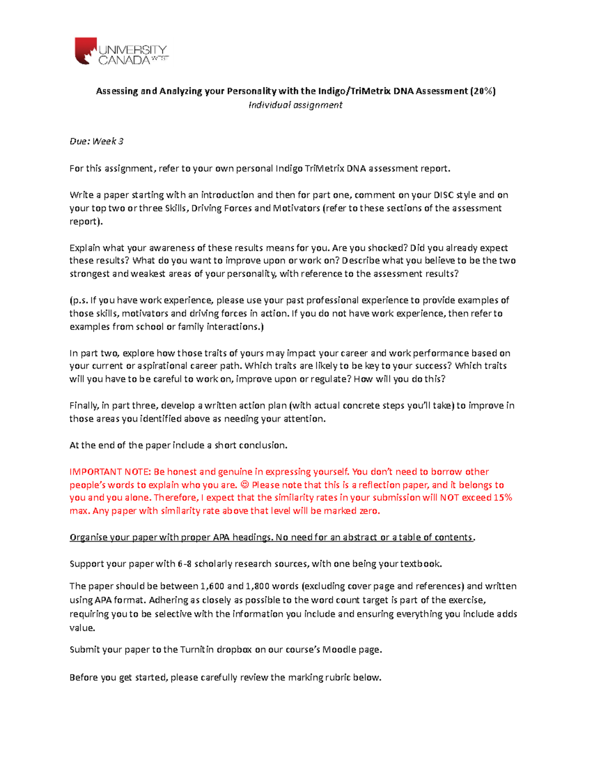 IndigoTri Metrix Instructions REV Assessing and Analyzing your