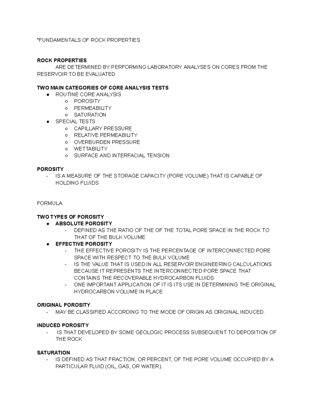 Petrophysics - reviewer - *FUNDAMENTALS OF ROCK PROPERTIES ROCK ...