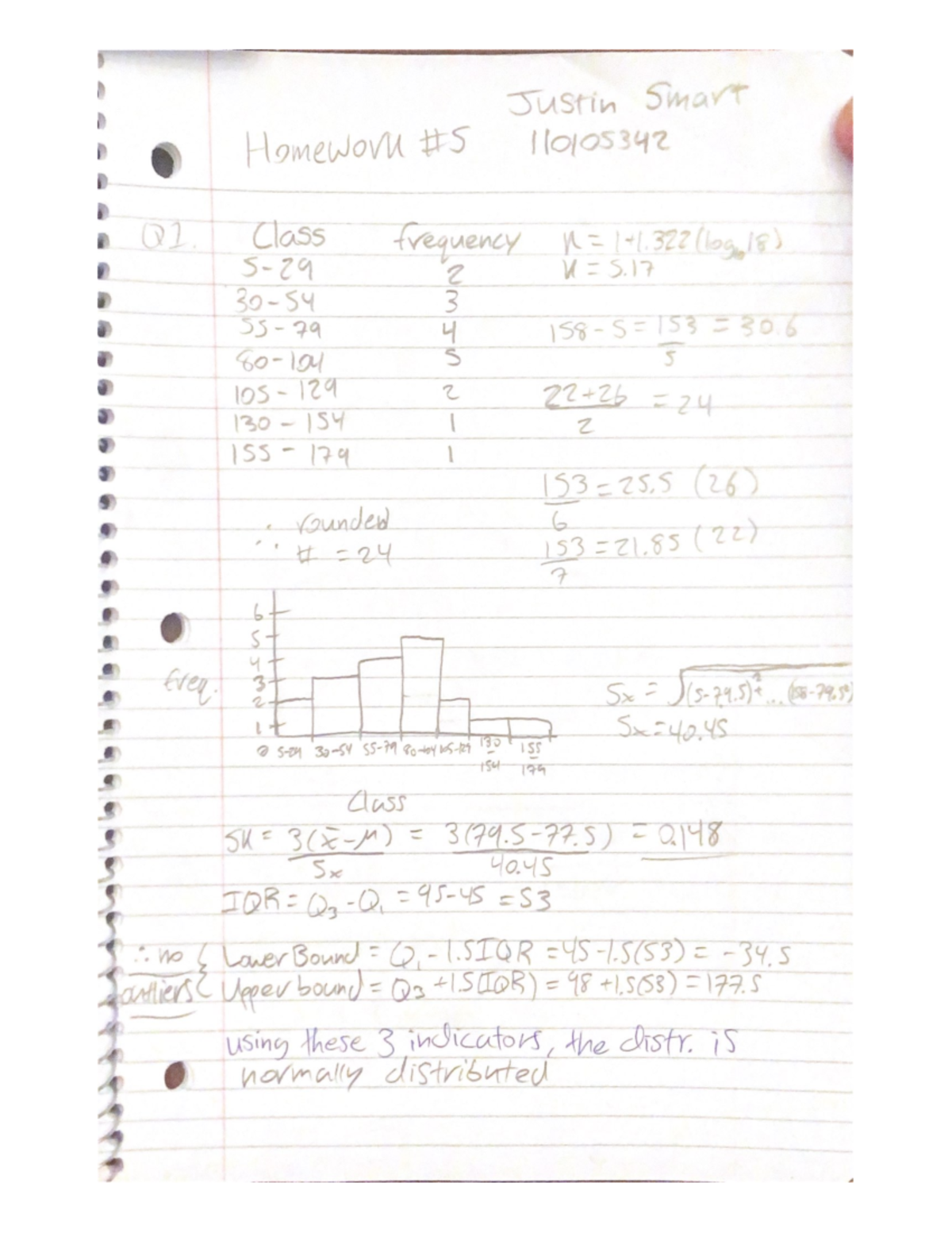 Data Homework 5 - GENG 2220 - Justin Smart Homework 110105342 Q1 Class ...