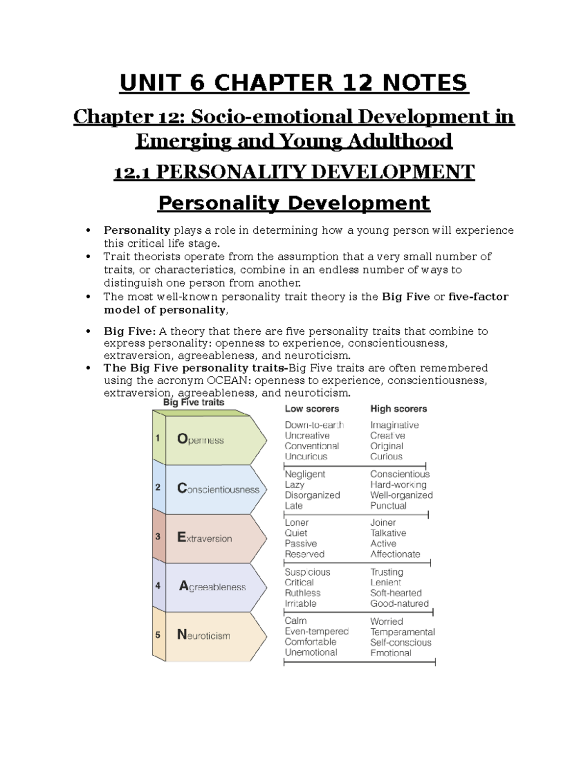 UNIT 6 Chapter 12 Notes - UNIT 6 CHAPTER 12 NOTES Chapter 12: Socio ...