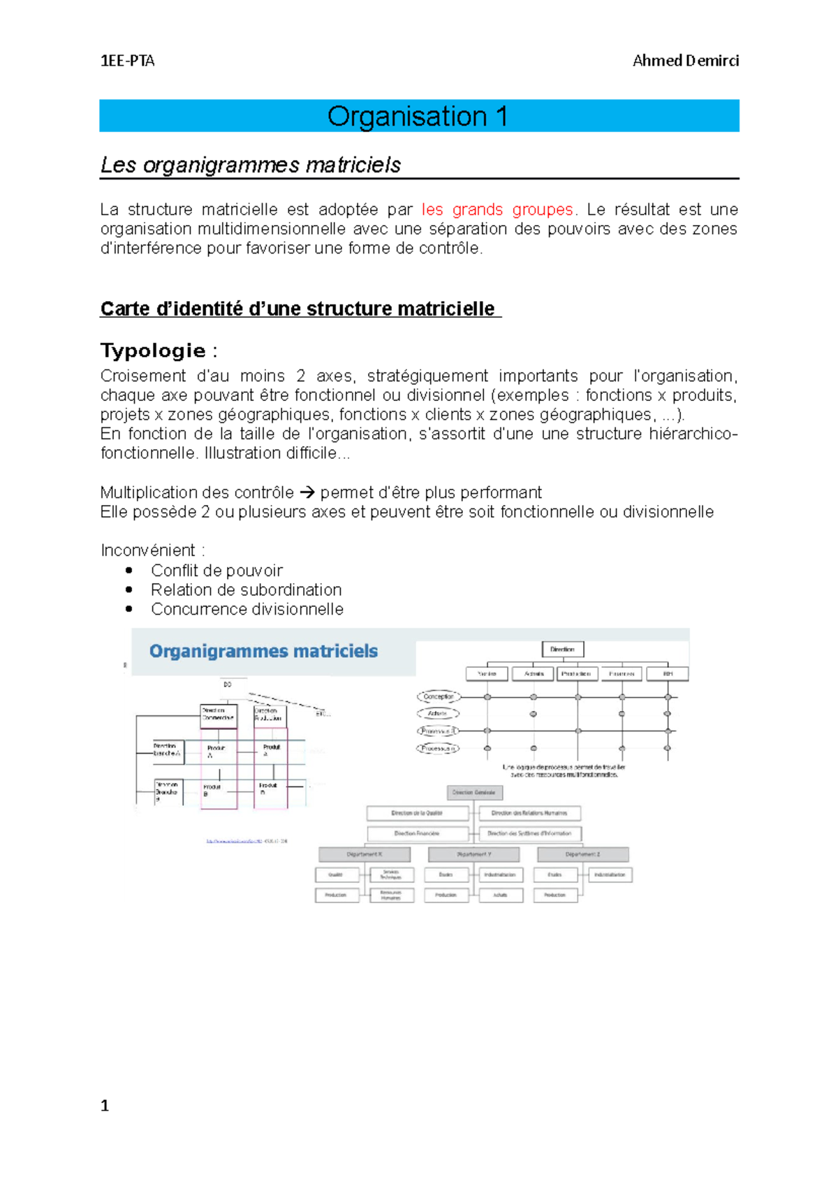 Organisation - Fonction Matricielle - 1EE-PTA Ahmed Demirci ...