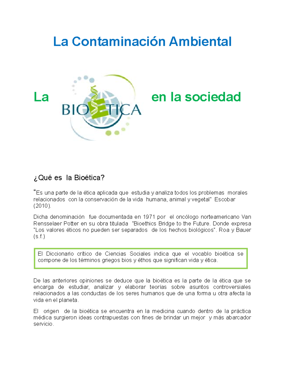 La Contaminaciόn Ambiental - La Contaminación Ambiental La En La ...