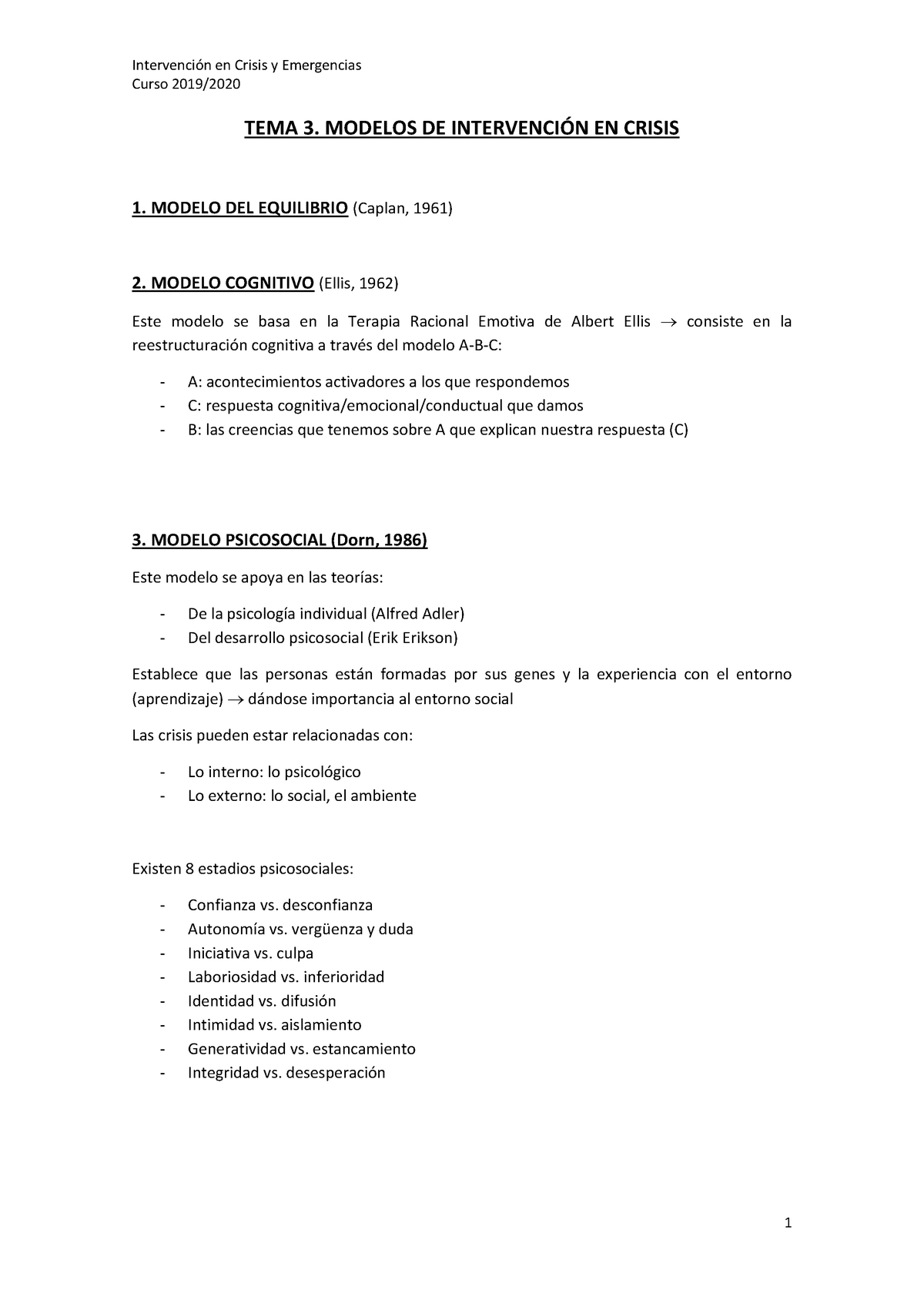 TEMA 3. Modelos de Intervención en Crisis - Warning: TT: undefined  function: 32 Warning: TT: - Studocu