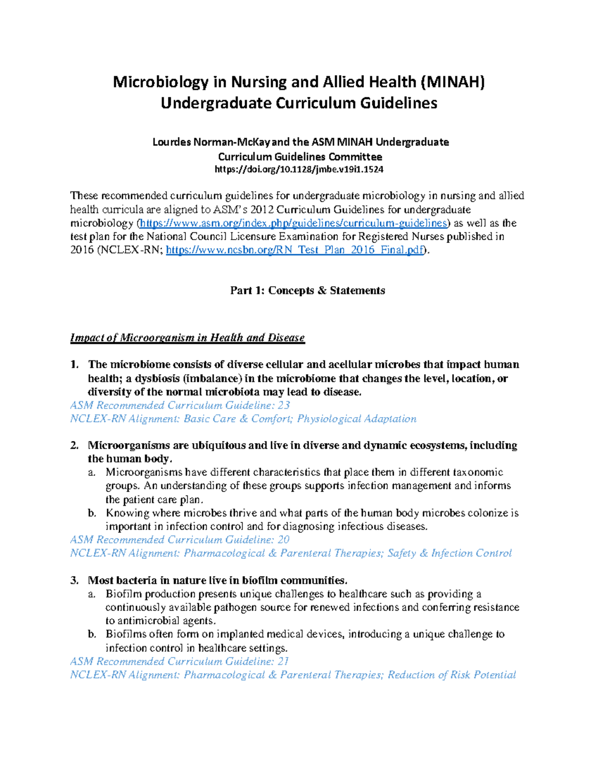 ASM- Minah-Guidelines Microbiology in Nursing and Allied Health ( Minah ...