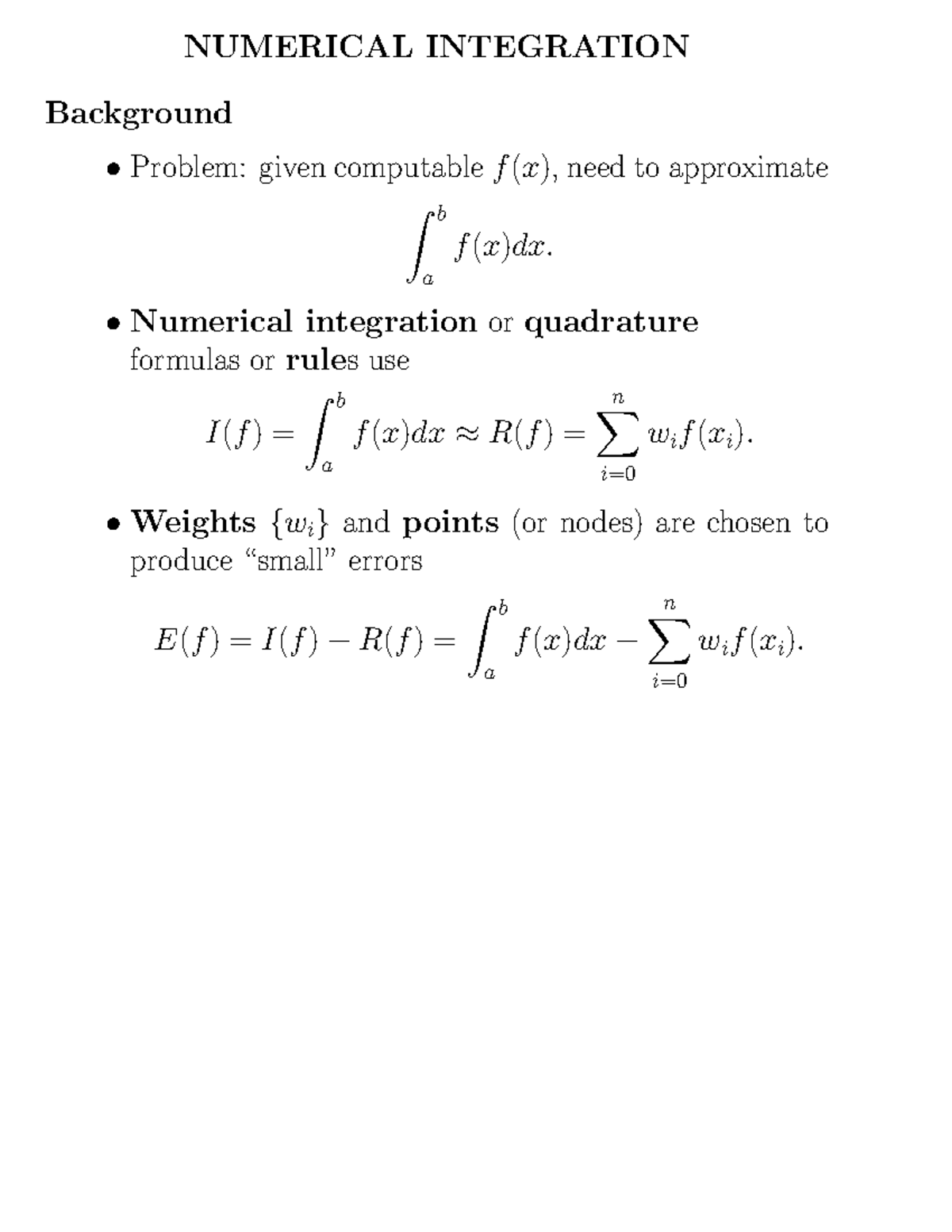 Lecture Notes, Lecture 5 - Numerical Integration - NUMERICAL ...