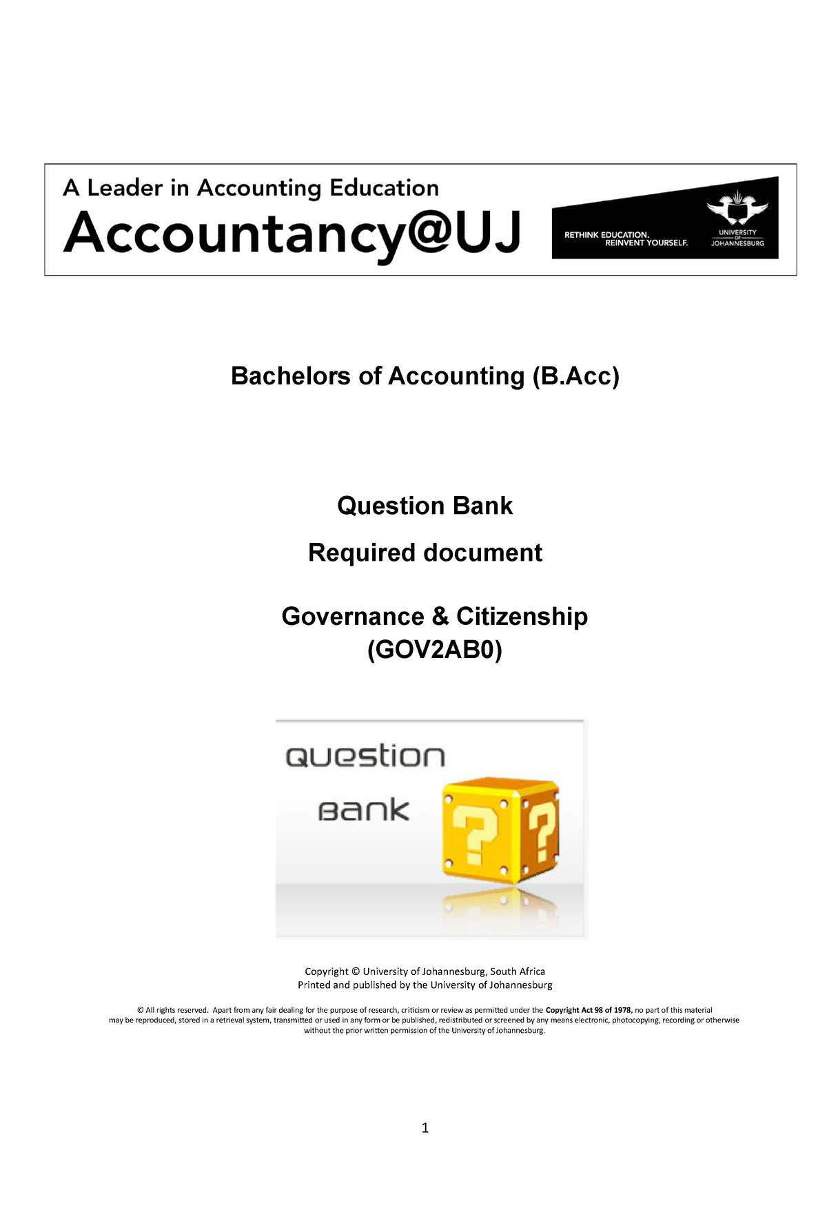 Unit 3 - Required - GOV2AB0 Question Bank - Bachelors Of Accounting (B ...