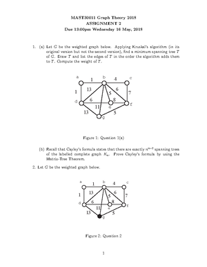 Graph Theory 2021Notes 3 - MAST30011 Graph Theory Part 3: Trees Topics ...