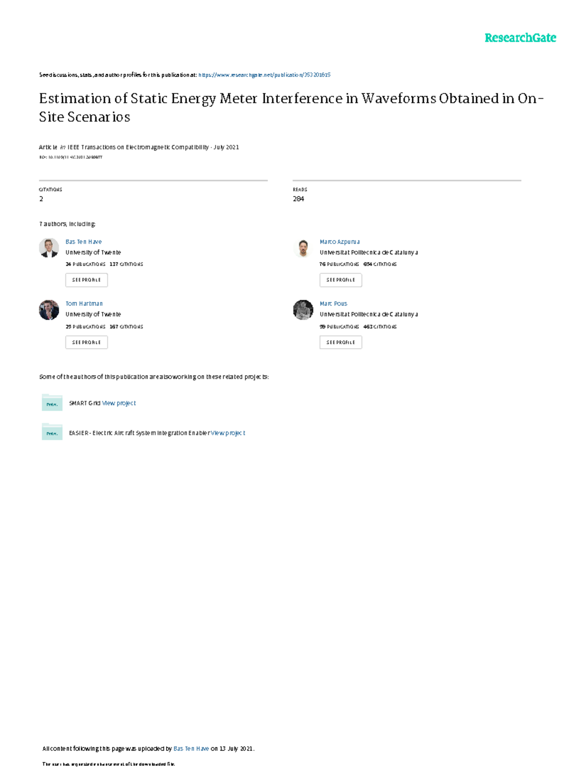 Estimation of Static Energy Meter Interference in Waveforms Obtained in