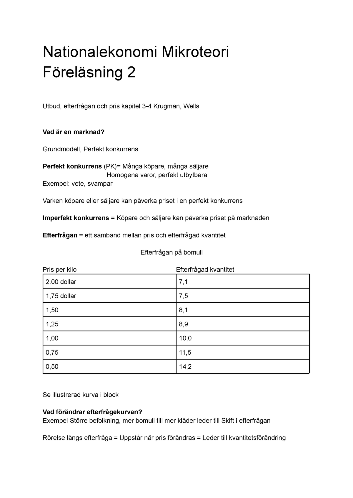 NEK1 Mikroteori Föreläsningsanteckningar - Nationalekonomi Mikroteori ...