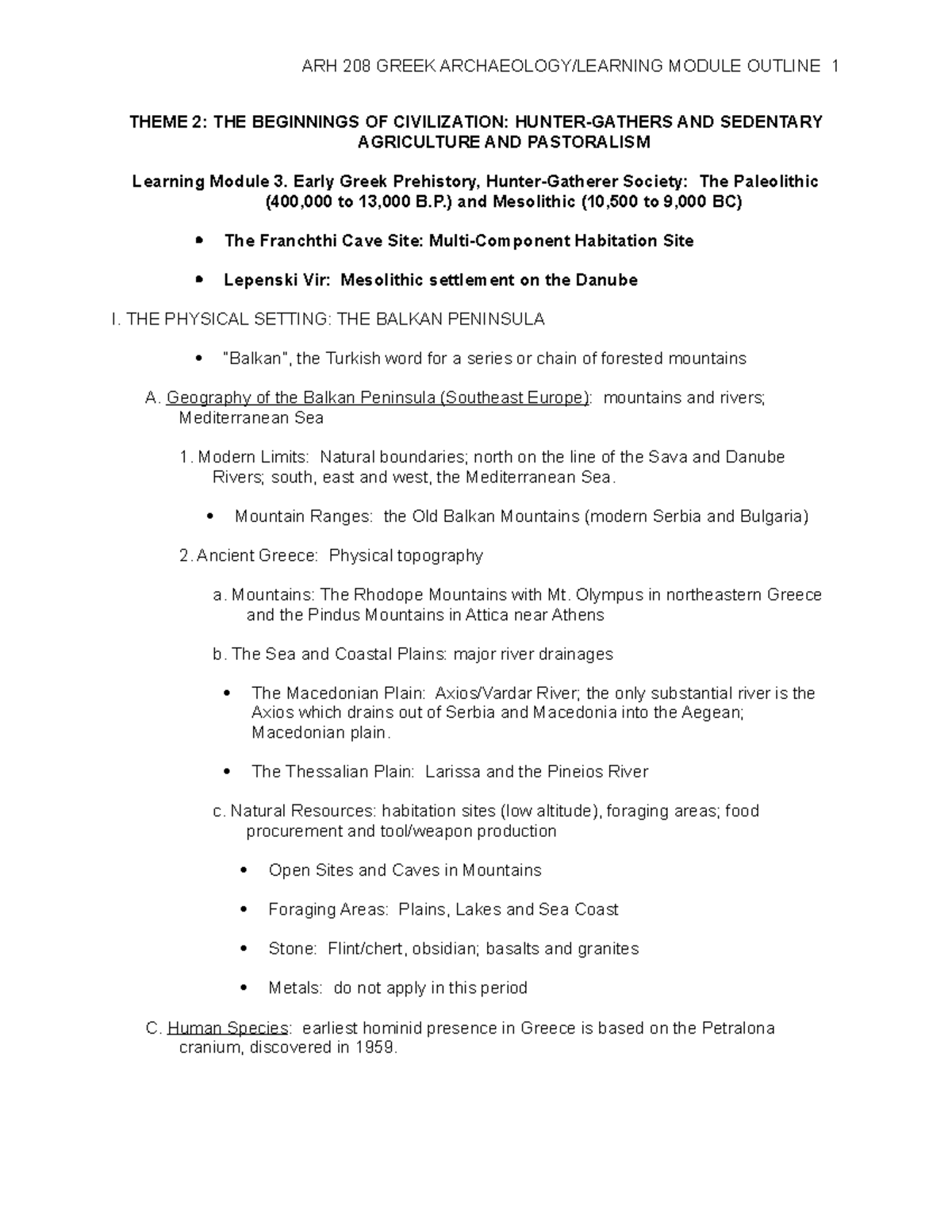 Theme 2 Outline - Notes from UAlbany class - ARH 208 GREEK MODULE ...