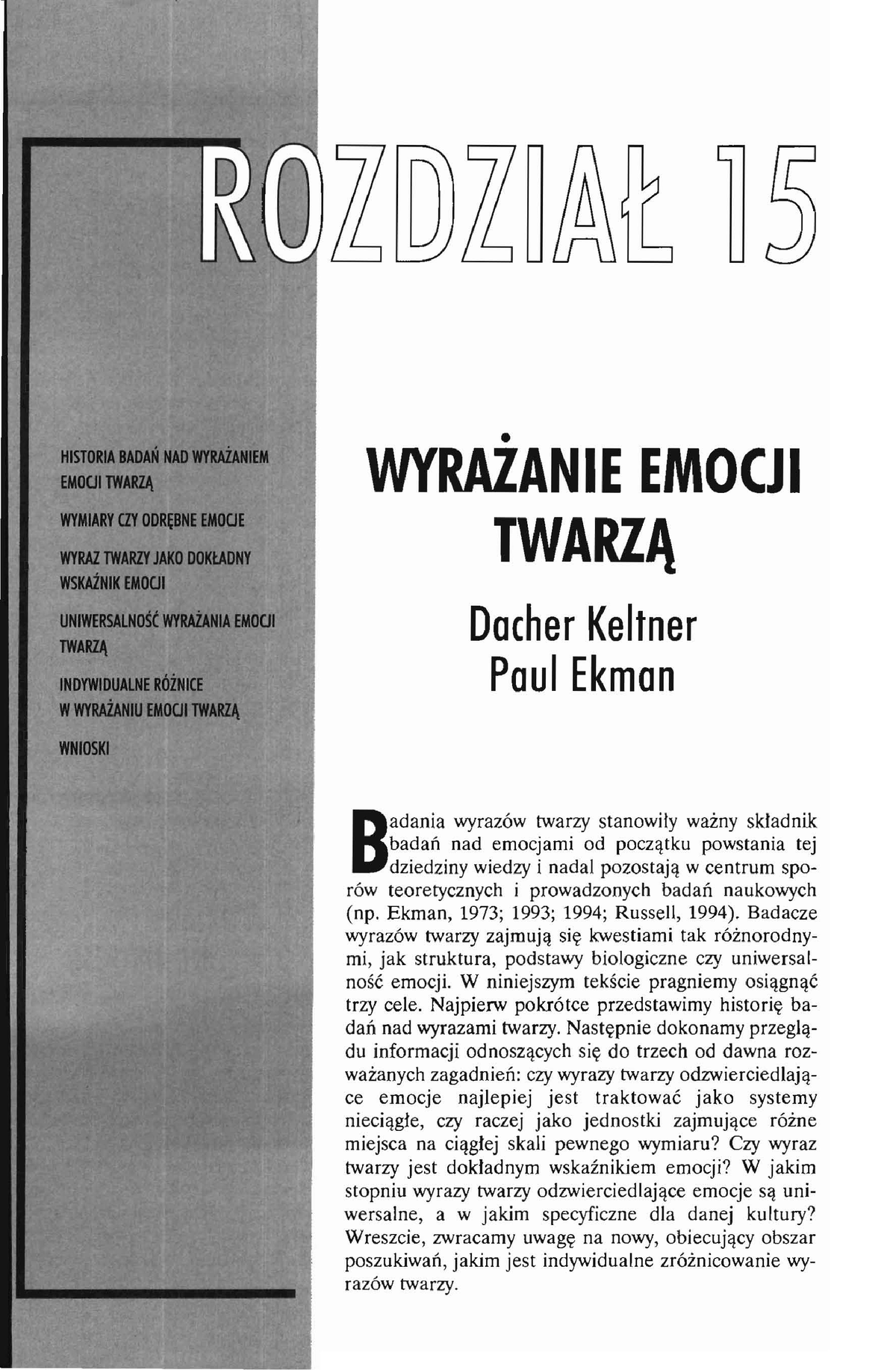 Keltner, D., Ekman, P. (2006 ). Wyrażanie Emocji Twarzą. W Lewis, M. I ...