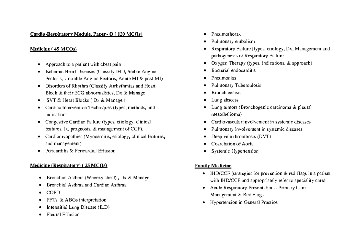 4. Cardio- Respiratory, Paper-O - Cardio-Respiratory Module, Paper- O ...