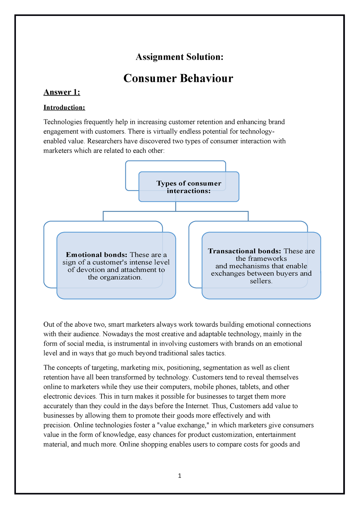 consumer behavior assignment conclusion