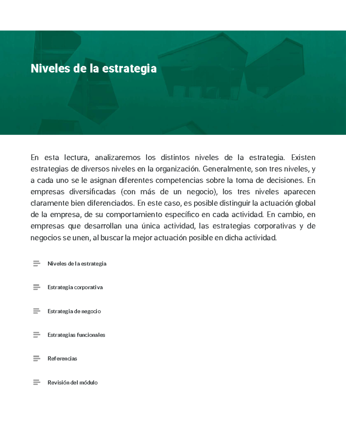 M1- E4 Niveles De La Estrategia - En Esta Lectura, Analizaremos Los ...