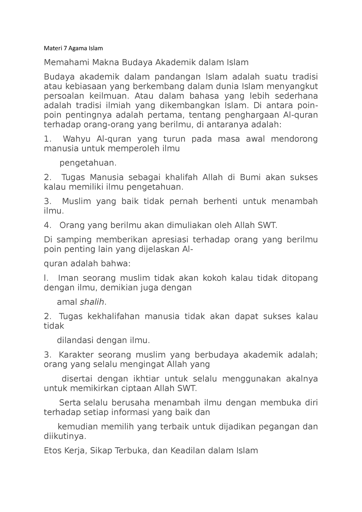 Materi 7 Agama Islam Materi 7 Agama Islam Memahami Makna Budaya