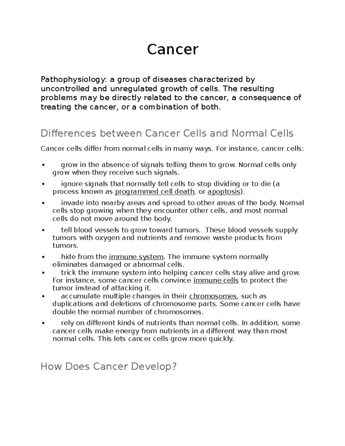 Cancer development - Cancer Pathophysiology: a group of diseases ...