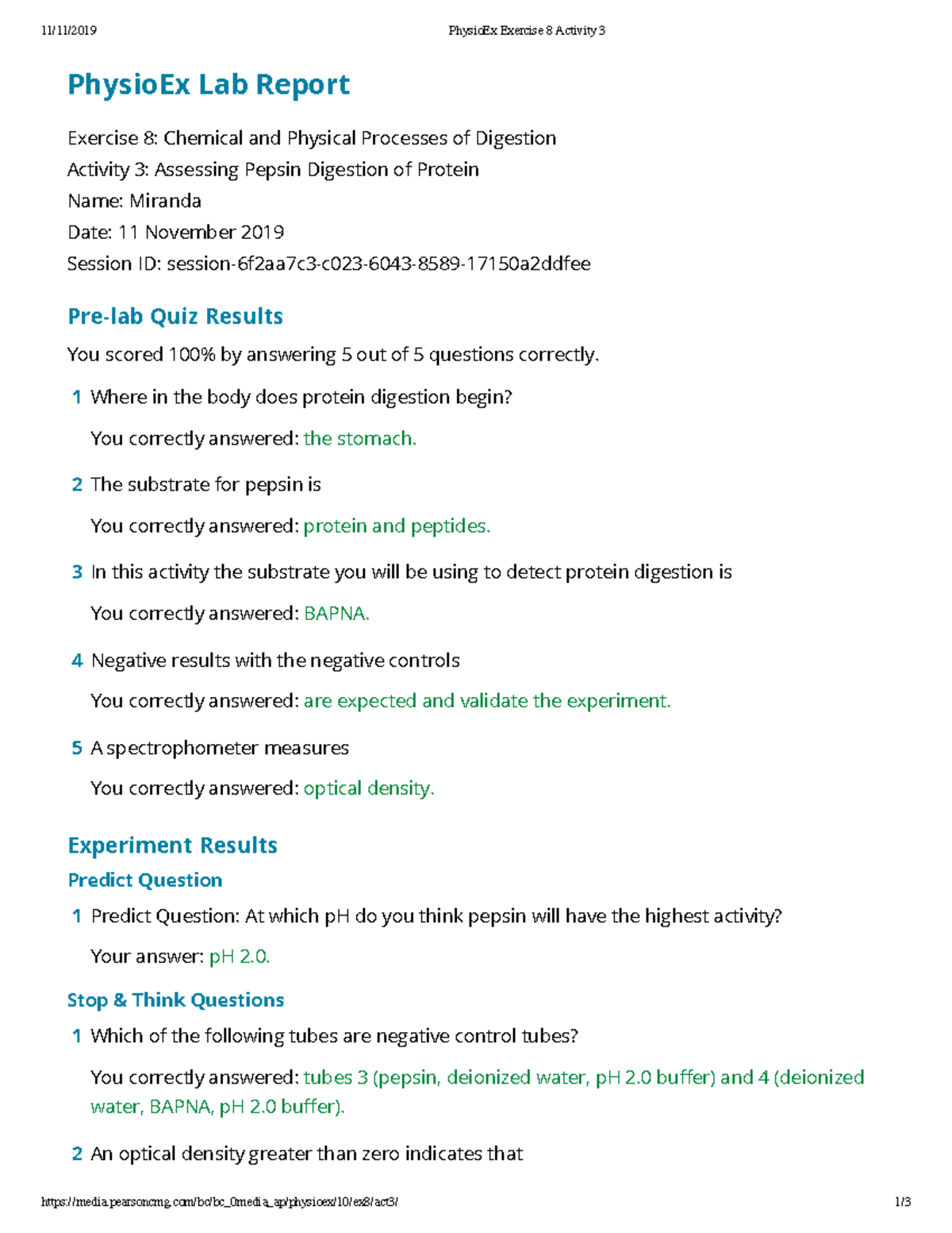 PhysioEx Exercise 8 Activity 3 - 11/11/2019 PhysioEx Exercise 8 ...