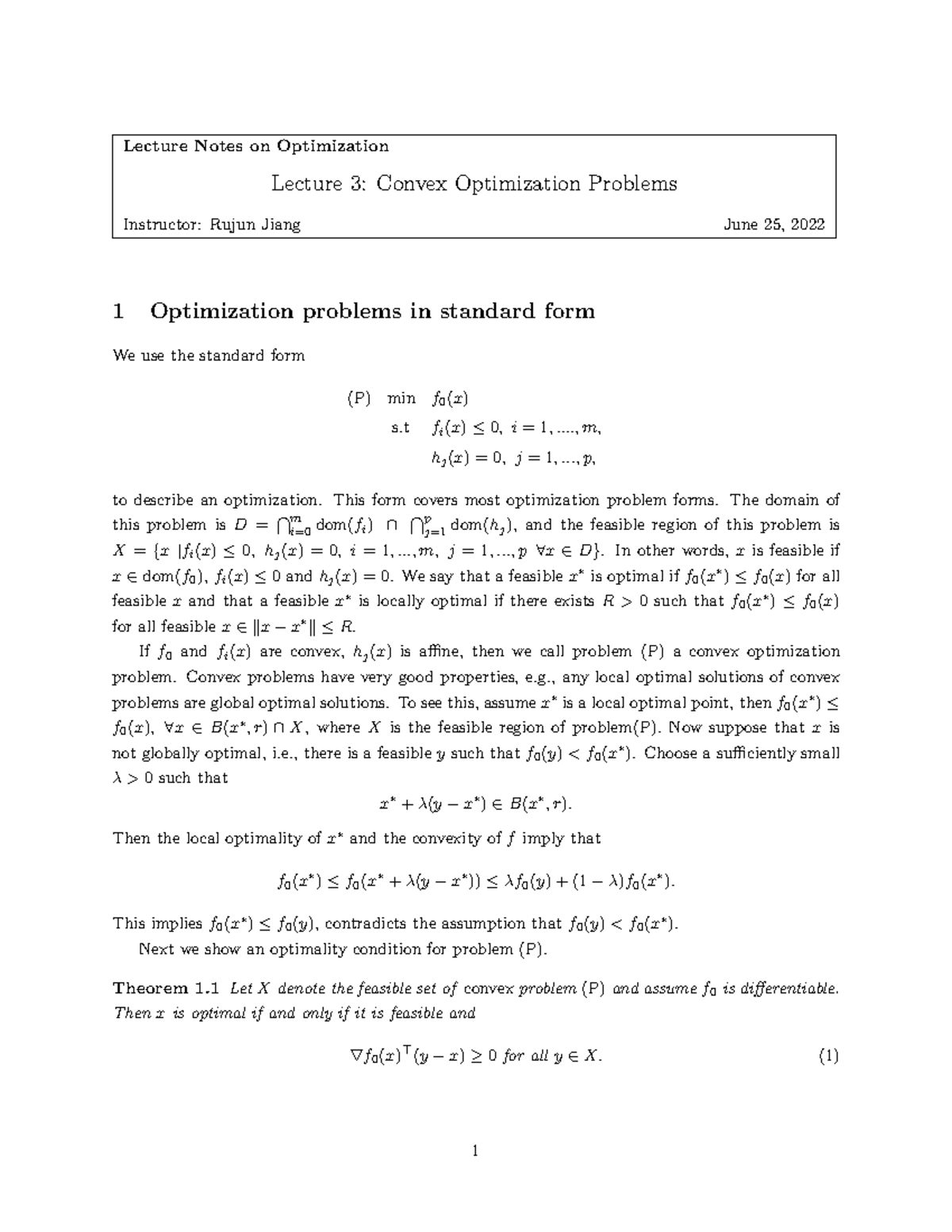 Note3 - optimization note 3 - Lecture Notes on Optimization Lecture 3 ...