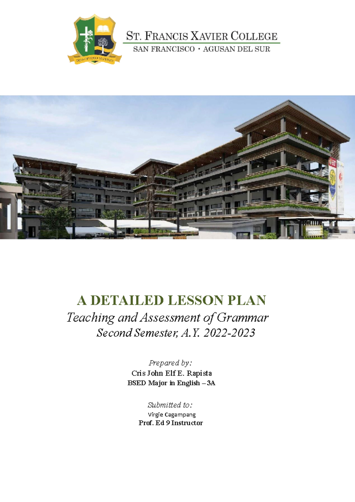 LP Final - Lesson plan - A DETAILED LESSON PLAN Teaching and Assessment ...