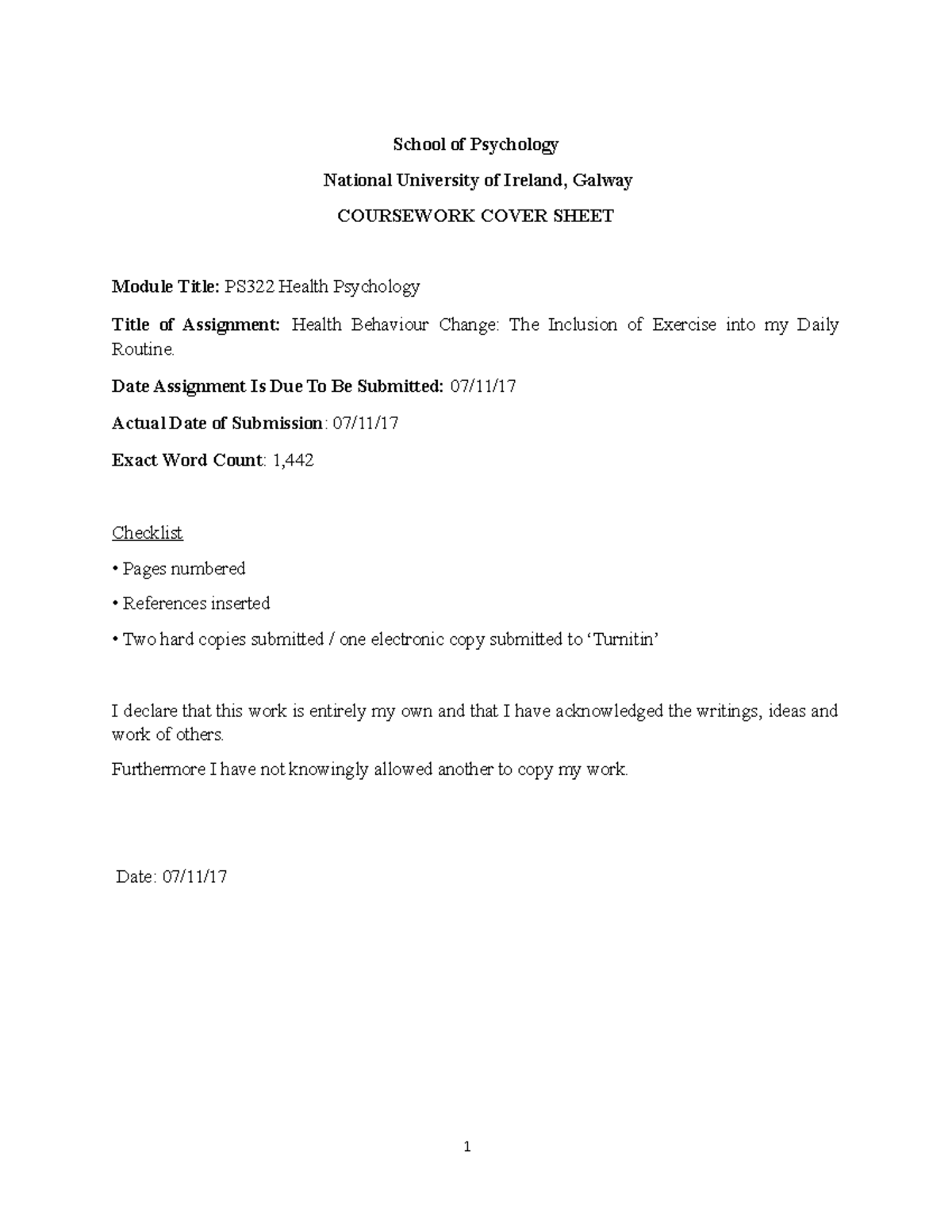 Essay 4 PS322 - Grade: 70% - School of Psychology National University ...