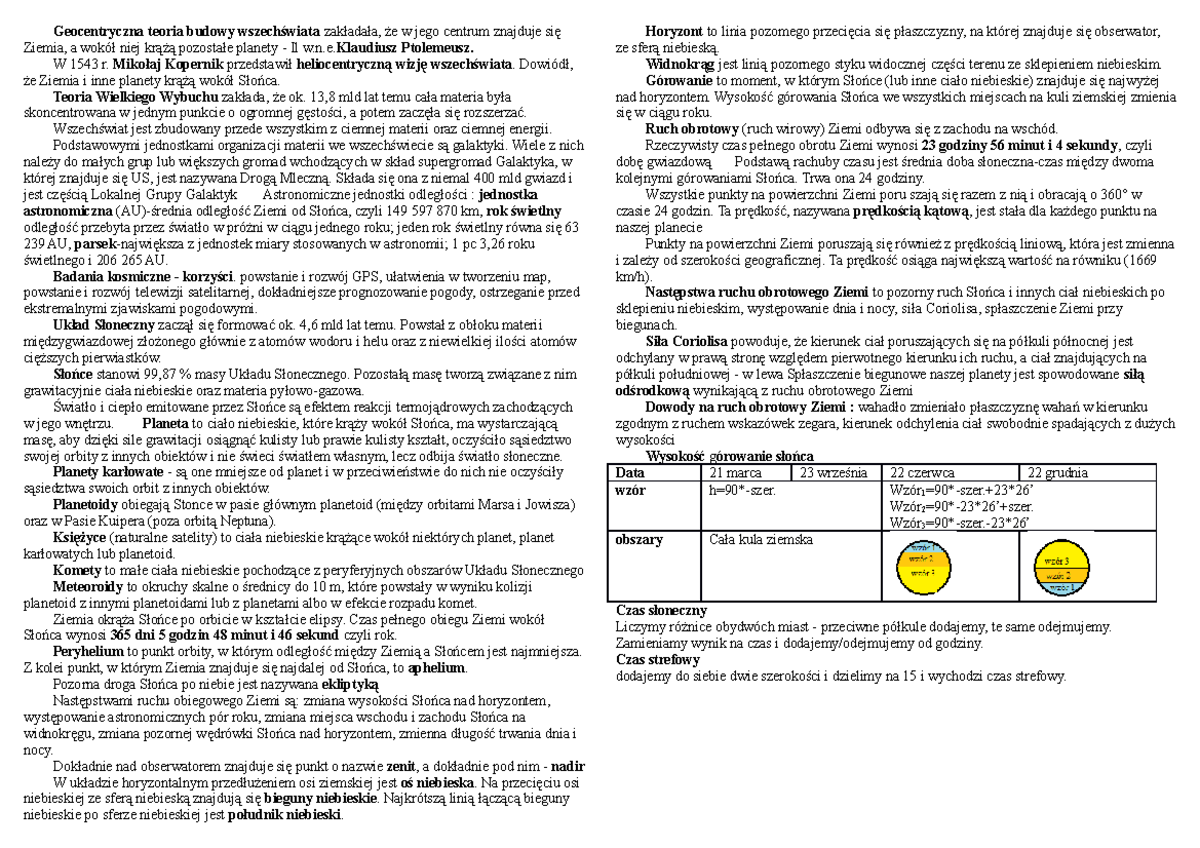 Wszechświat - Geocentryczna teoria budowy wszechświata zakładała, że w