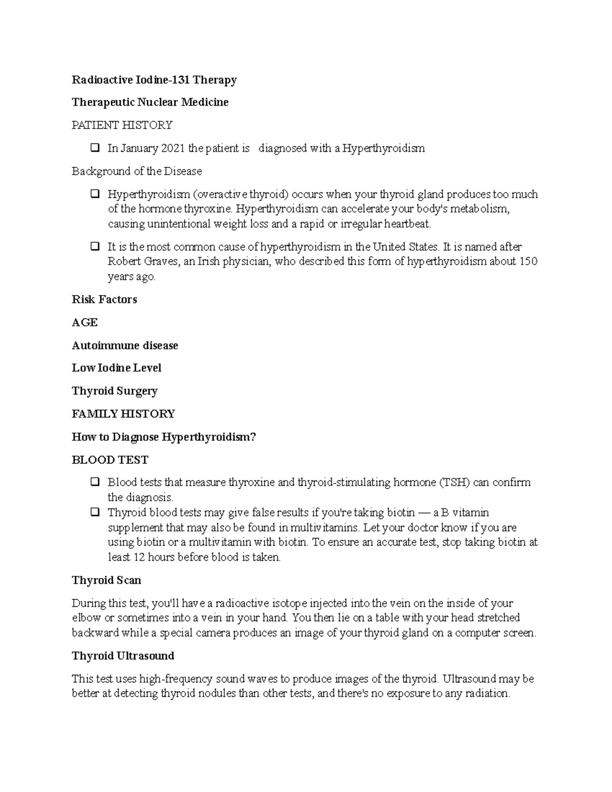 RadioactiveIodine Nuclear Medicine Radioactive Iodine131 Therapy