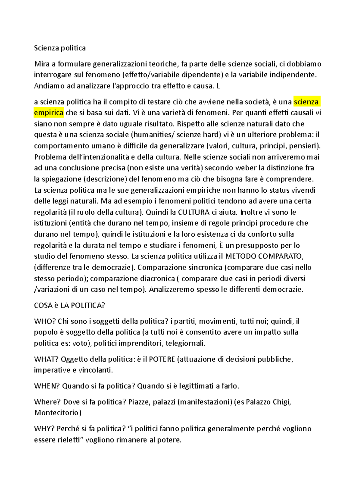 Scienza Politica 1 Lezione - Scienza Politica Mira A Formulare ...