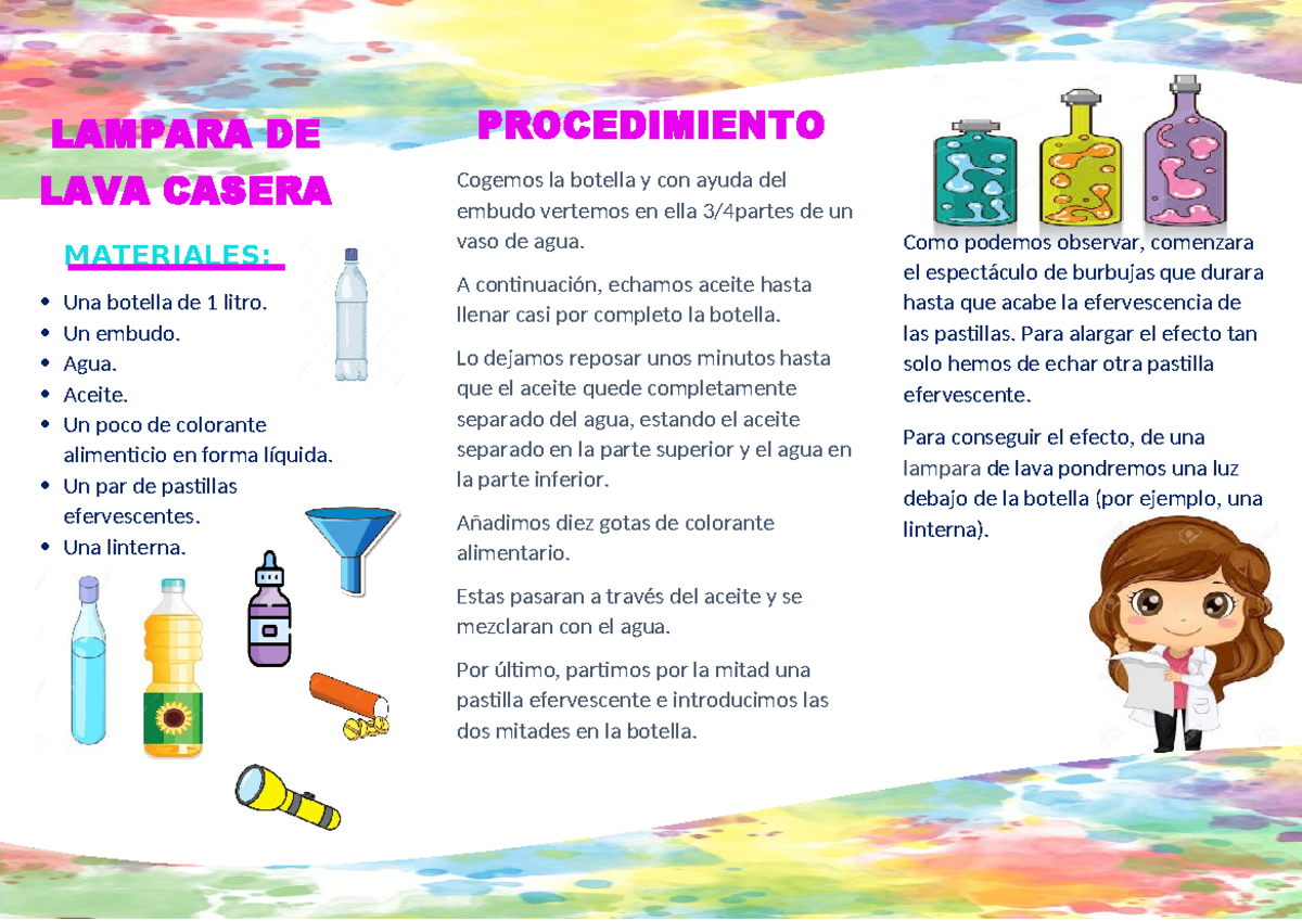 TRIPTICO DE LAMPARA DE LAVA - LAMPARA DE LAVA CASERA PROCEDIMIENTO
