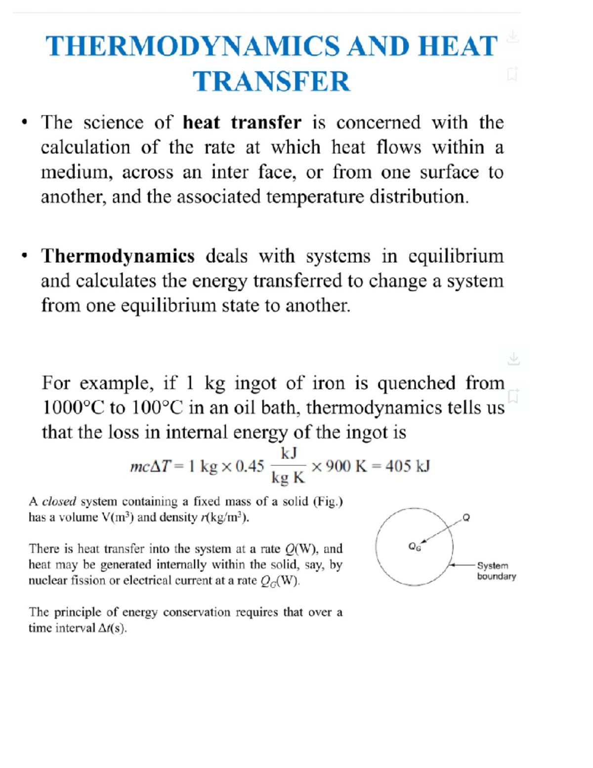 Heat Transfer -ME-501 - Notes - THERMODYNAMICS AND HEAT TRANSFER The ...